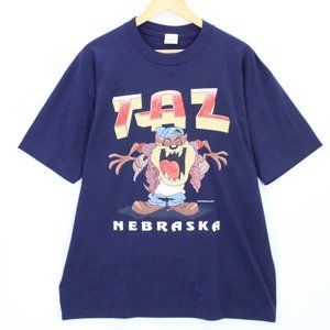 Vintage Vera Sheen T-Shirt Men's Navy Blue Looney Tunes TAZ Nebraska Graphic XL